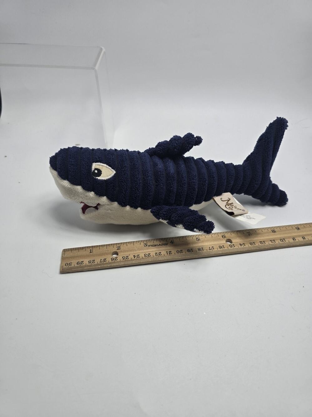 Maison Chic Plush Shark Tooth Fairy Dark Blue Corduroy 10” Washable